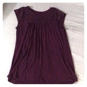 cap sleeve, top-plum. EUC